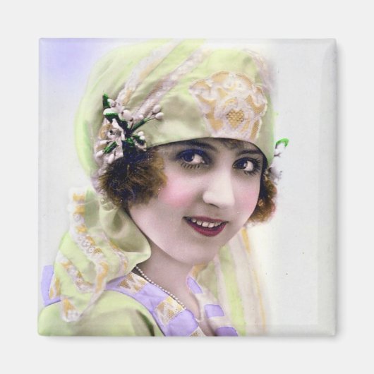 1920 Flapper in groen en Paarse Magneet (Voorkant)