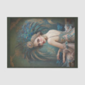 1920 Flapper meisje met pauw ornamenten Tissuepapier (Voorkant)