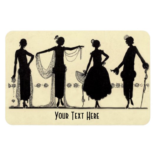 1920 Flapper Mode Silhouet Koelkast Magneet (Horizontaal)
