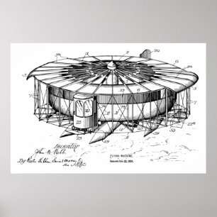 1920 Flying Machine Airplane Patent Drawing Print