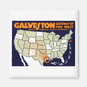 1920 Galveston Texas Poster Magneet