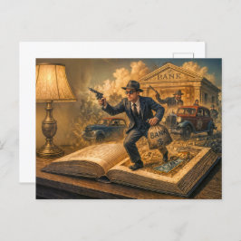 1920 gangster boek scene illustratie feestdagenkaart