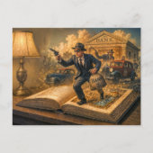1920 gangster boek scene illustratie feestdagenkaart (Voorkant)