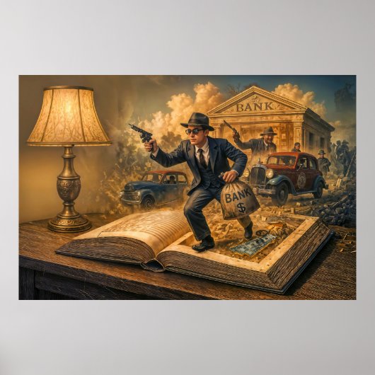 1920 gangster boek scene illustratie poster (Voorkant)
