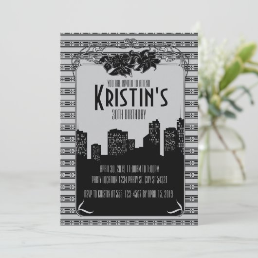 1920, Gatsby Party Invitations Kaart (Staand voorkant)