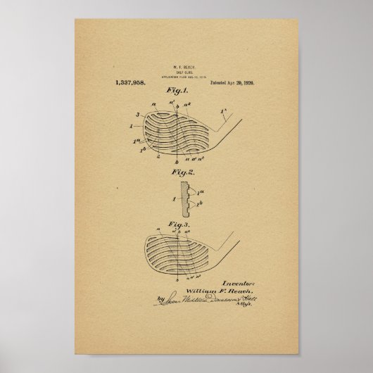 1920  Golf Club Patent Art Print (Voorkant)