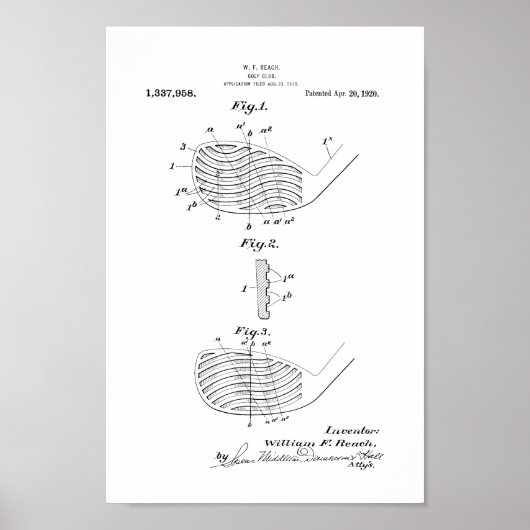1920  Golf Club Patent Art Print (Voorkant)