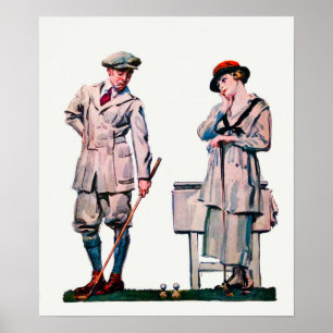 1920 Golf-Waterverf afdrukken Poster