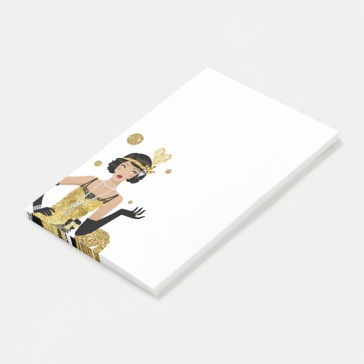 1920-haar, 70-retro-vrouw post-it® notes (Schuin)