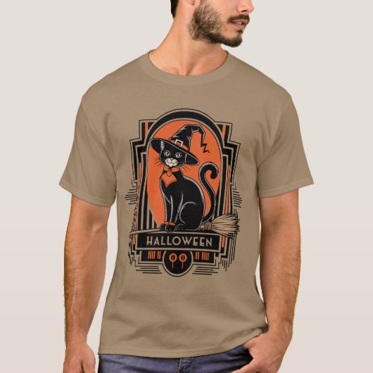 1920 Halloween zwarte kat heks T-shirt (Voorkant)