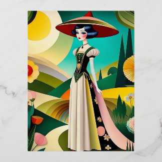 1920. Haute couture  mode Folie Feestdagen Briefkaart