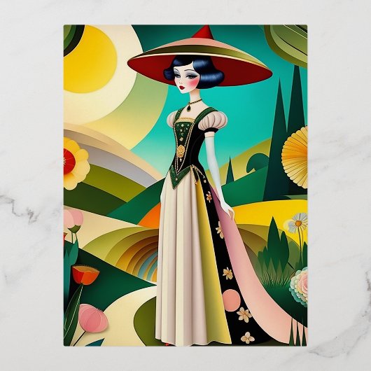 1920. Haute couture mode Folie Feestdagen Briefkaart (Voorkant)