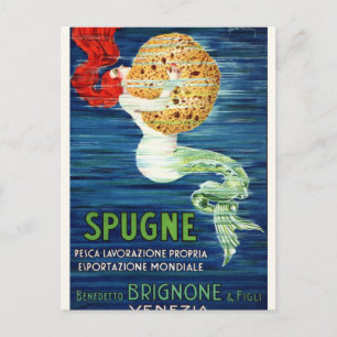 1920 Italiaanse Zeemeermin met Sponge Adverteren P Briefkaart