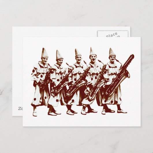 1920 Jazz Clowns, bruin Briefkaart (Voorkant / Achterkant)