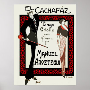 1920 karikatuur Argentinië — Specificaties muziek Poster