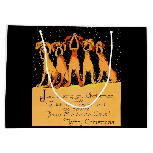 1920 Kerstmis zingende honden Print Groot Cadeauzakje (Achterkant)