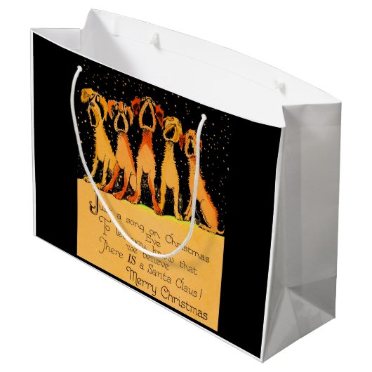 1920 Kerstmis zingende honden Print Groot Cadeauzakje (Achterkant Gekanteld)