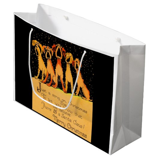 1920 Kerstmis zingende honden Print Groot Cadeauzakje (Voorkant Gekanteld)