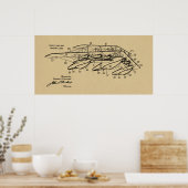 1920 Kunst voor patenttekening vliegtuigboot Poster (Keuken)