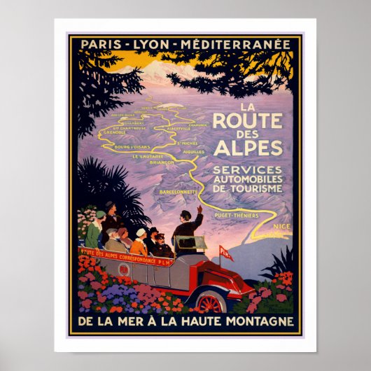 1920 La Route des Alpes Reisposter Poster (Voorkant)