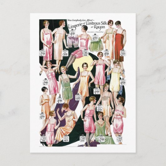 1920 Lustrooster Lingerie en Etiket Briefkaart (Voorkant)