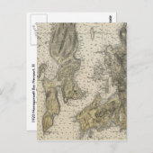 1920 Narragansett Bay Newport, RI Harbor Chart Briefkaart (Voorkant / Achterkant)