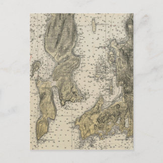 1920 Narragansett Bay Newport, RI Harbor Chart Briefkaart