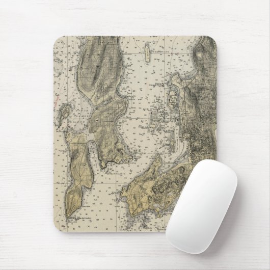 1920 Narragansett Bay Newport, RI Harbor Chart Muismat (Met muis)