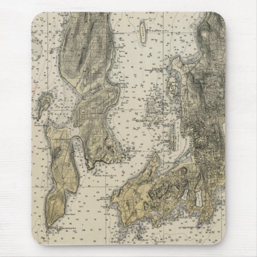 1920 Narragansett Bay Newport, RI Harbor Chart Muismat (Voorkant)