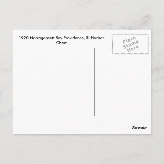 1920 Narragansett Bay Providence RI Harbor Chart Briefkaart (Achterkant)