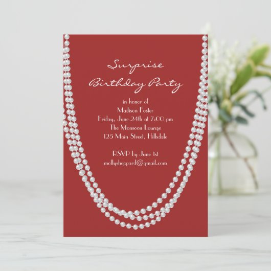 1920 Pearl Surprise Verjaardagsfeest Uitgenodigd r Kaart (Staand voorkant)