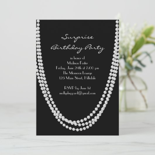 1920 Pearl Surprise verjaardagsfeestje uitnodiging (Staand voorkant)