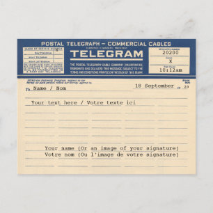 1920 Postal Telegram (Briefkaart) Briefkaart