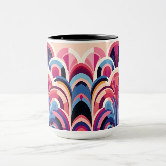 1920 Retro Art Deco Roze, Paarse, Blauw Modern Mok (Midden)