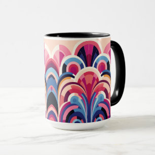 1920 Retro Art Deco Roze, Paarse, Blauw Modern Mok