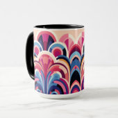 1920 Retro Art Deco Roze, Paarse, Blauw Modern Mok (Voorkant links)