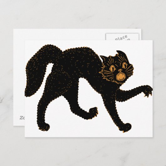 1920 Scary Black Cat Briefkaart (Voorkant / Achterkant)