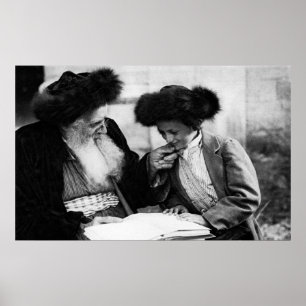 1920 Studeren van de Thora, zwart en wit Poster