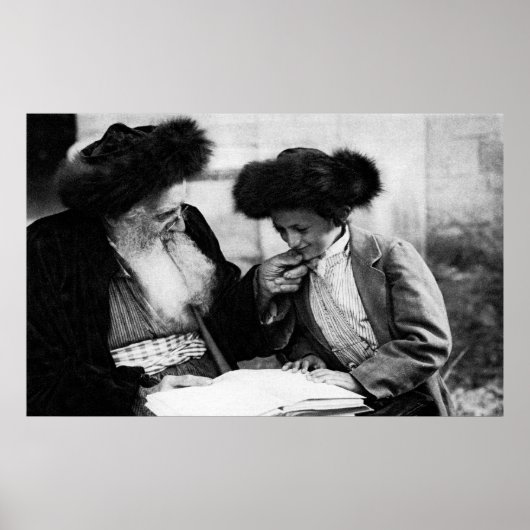 1920 Studeren van de Thora, zwart en wit Poster (Voorkant)