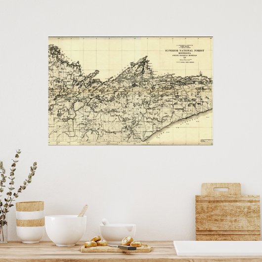 1920 Superior National Forest Map Poster (Keuken)
