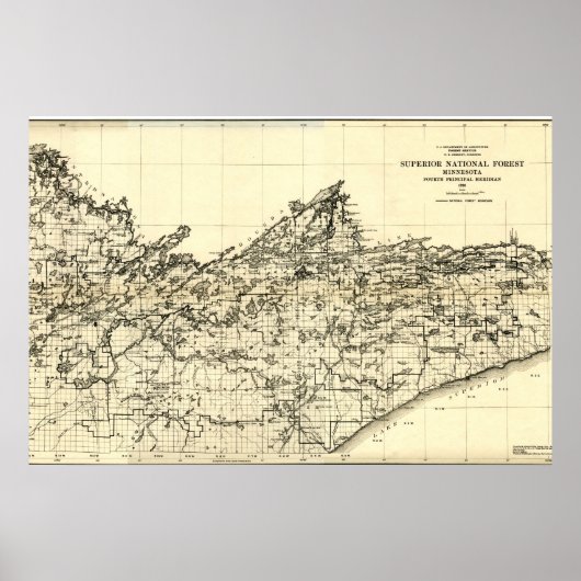 1920 Superior National Forest Map Poster (Voorkant)