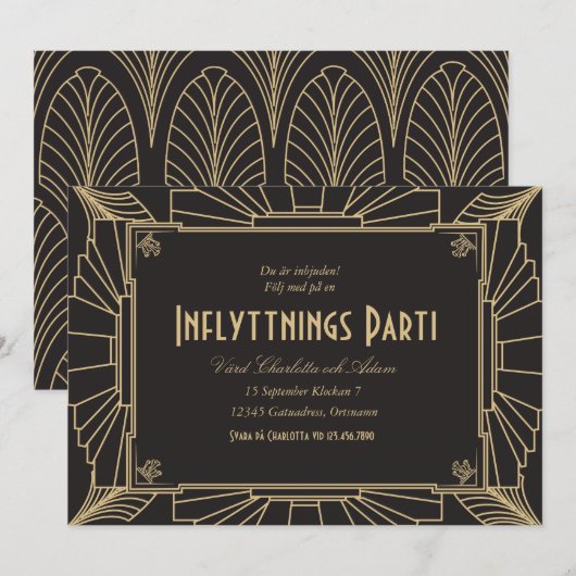 1920-teman inflyttningsfest inbjudan kaart (Voorkant / Achterkant)