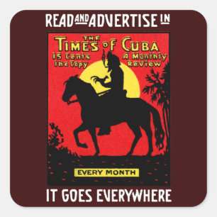 1920 The Times of Cuba Vierkante Sticker