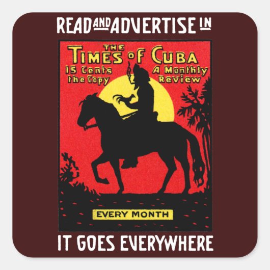 1920 The Times of Cuba Vierkante Sticker (Voorkant)
