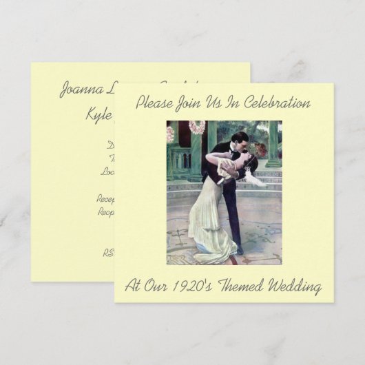 1920 thema huwelijksuitnodigingen kaart (Voorkant / Achterkant)