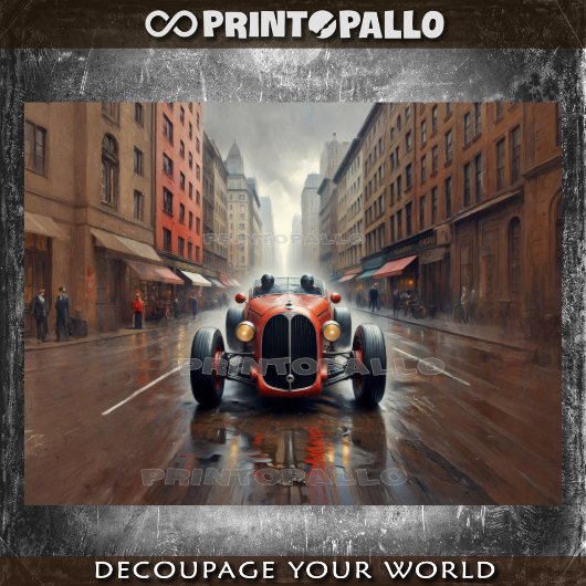 1920 Twee zitplaatsen raceauto in New York Tissuepapier