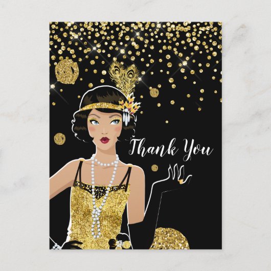 1920 - uitnodiging van flapper girl , gatsby bedan (Voorkant)