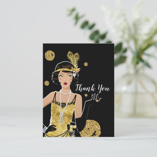 1920 - uitnodiging van flapper girl , gatsby bedan (Staand voorkant)