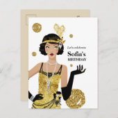 1920 - uitnodiging van het flapper - meisje , gats (Voorkant / Achterkant)