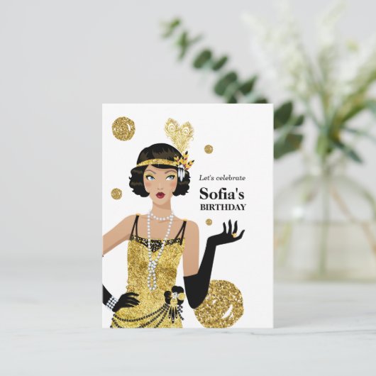 1920 - uitnodiging van het flapper - meisje , gats (Staand voorkant)